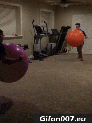 collision, two boys, aerobic ball