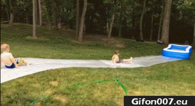 Child, Funny, Video, Gif, Water, the Slide