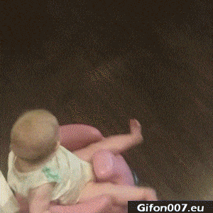 Funny Baby, Rides on a Chair, Video, Gif