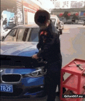 Funny China Video, Car, Man, Gif