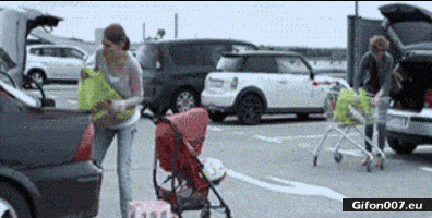 Funny Video, Mom, Baby, Shopping, Car, Gif