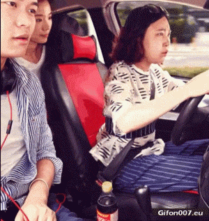 Funny Video, Driving a Car, Shift Lever, Gif