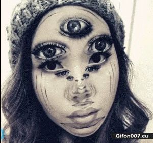 Woman, Lots of Eyes, Face, Video, Gif