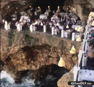 Cave, Waves, Restaurant, Italy, Video, Gif