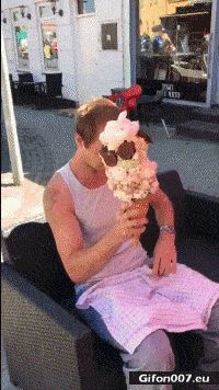 Funny Video, Big Ice Cream, Man, Gif