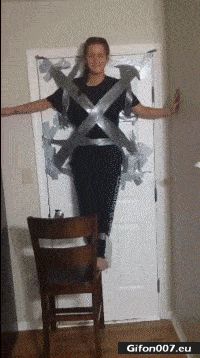 Funny Video, Adhesive Tape, Chair, Fail, Gif